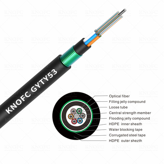 Double Jacket Armored 24 Core GYTY53 Underground Fiber Optic Cable 0