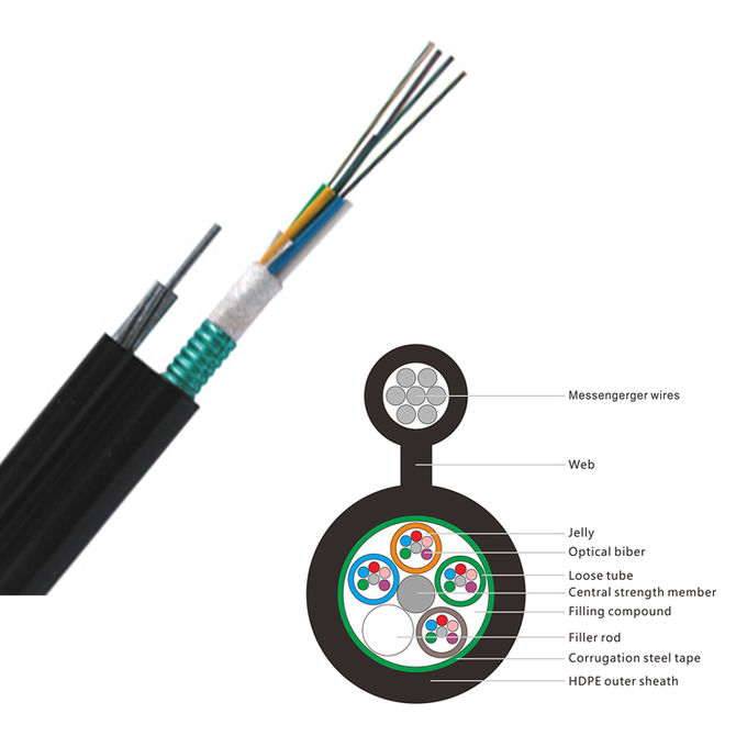 Outdoor GYTC8S Overhead 48 Core Single Mode Fiber Optic Cable 0