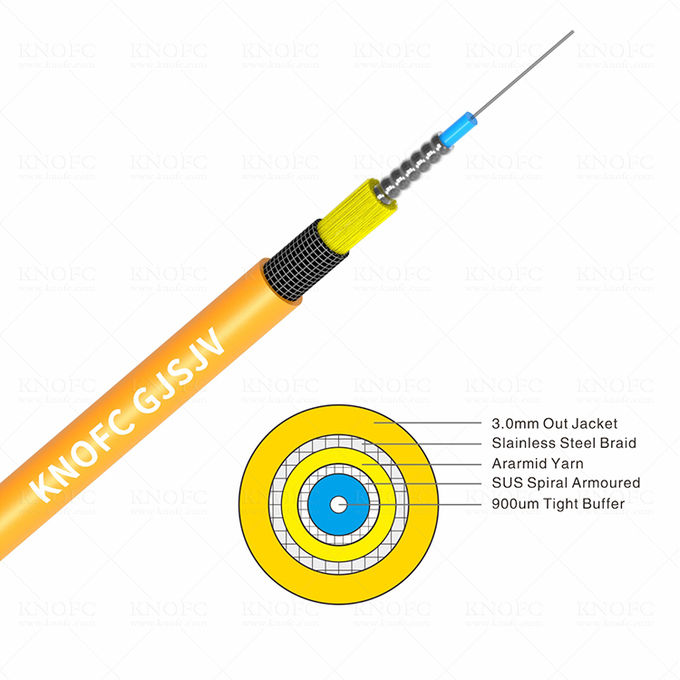 600um 900um G652D Armored Simplex Indoor Fiber Cable 0